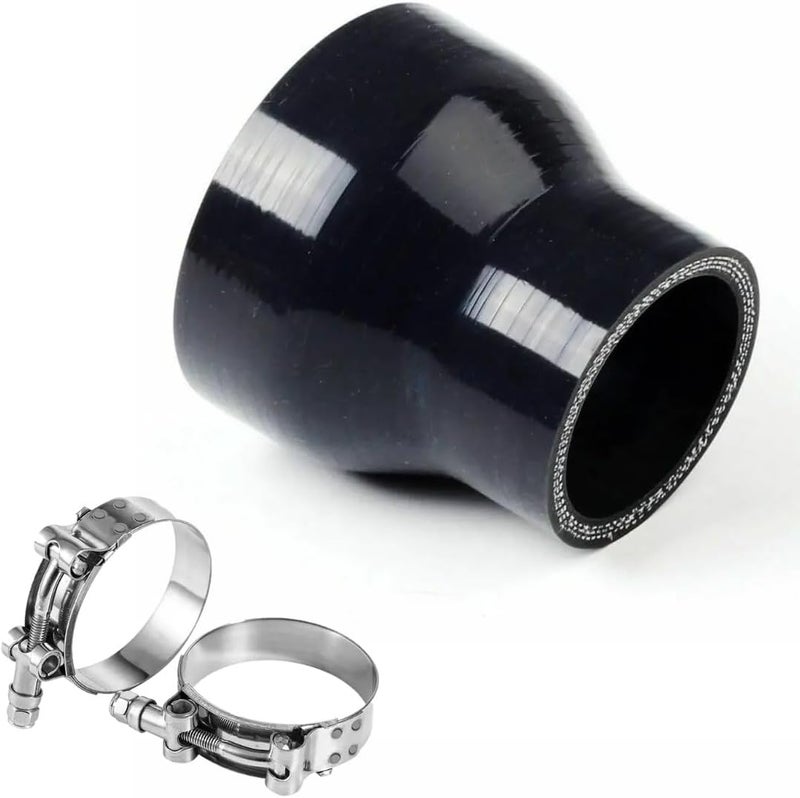 YSIL 3.5” to 4” Reducer Coupler Silicone Hose 4-Ply Reinforced Straight Turbo Intercooler Intake Pipe with T-Bolt Clamps 5MM Thickness - Image 1